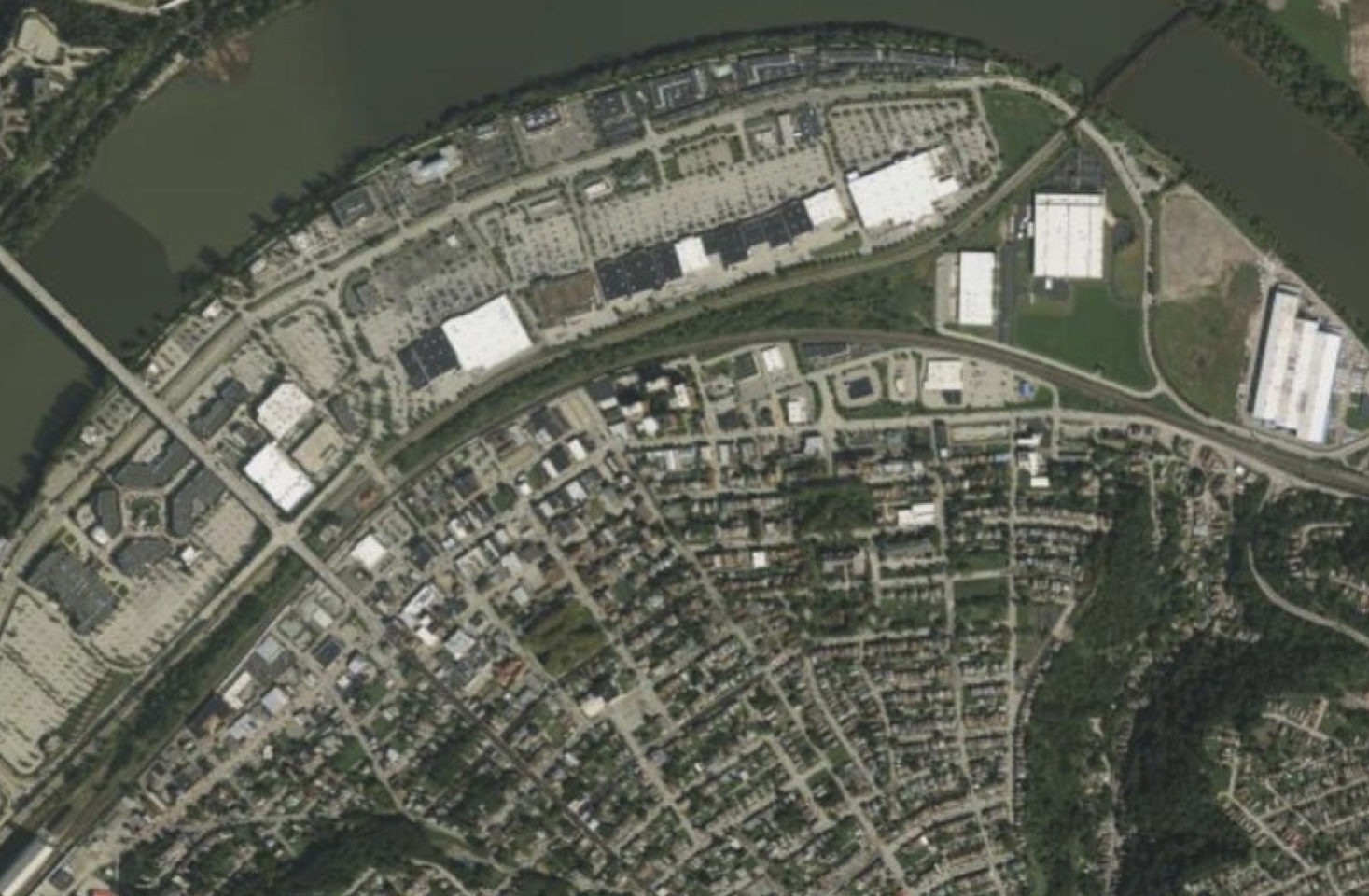 Overhead view of the Waterfront in West Homestead, PA